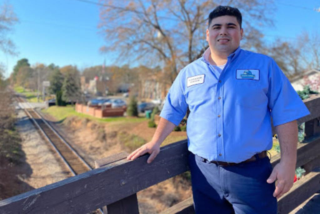 Owner on bridge